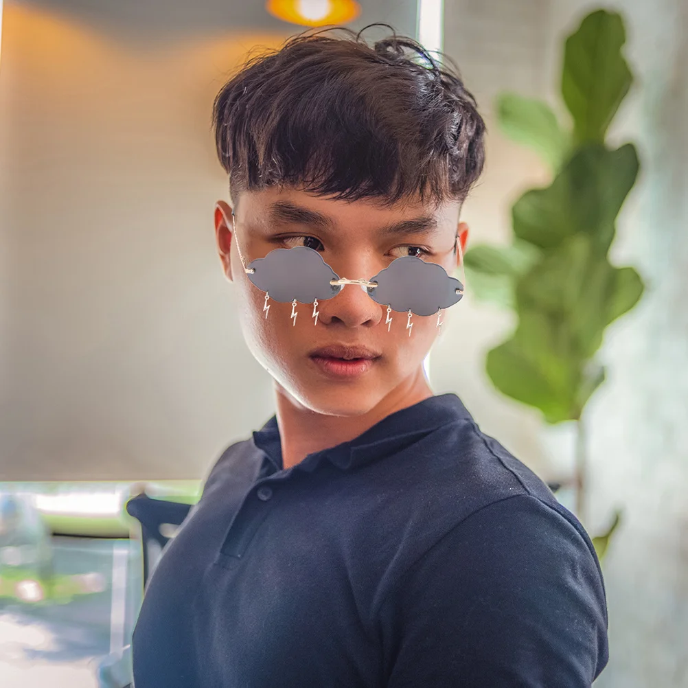 

2Pairs Sunglasses Rimless Cloud Lens Frameless Party Glasses Lightweight Trendy Rimless Sunglasses for Women Disco Beach Party