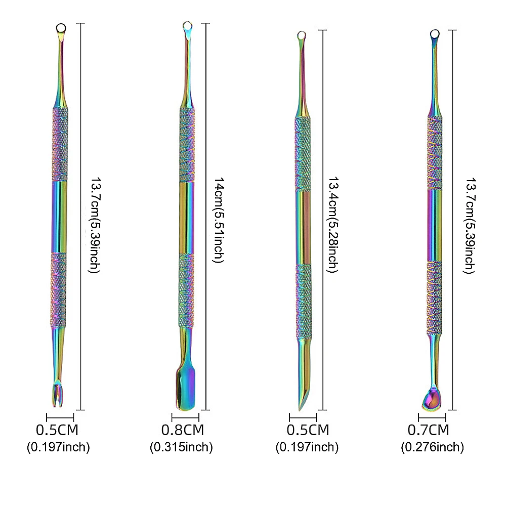 Bâtonnets à cuticules en acier inoxydable, dissolvant de poussoir à cuticules, éplucheur de vernis à peau morte, outils professionnels de pédicure
