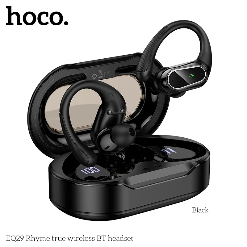 

HOCO EQ29 Open Ear Clip-on OWS Bluetooth V5.4 Earphones Wireless Headsets with Digital Power Display Charging Box Universal
