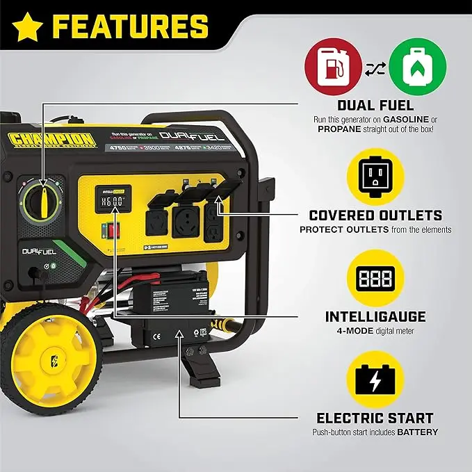 2500-Watt Gas Powered Portable Inverter Generator, Super Quiet for Camping, Tailgating, Home Emergency Use, EPA Compliant