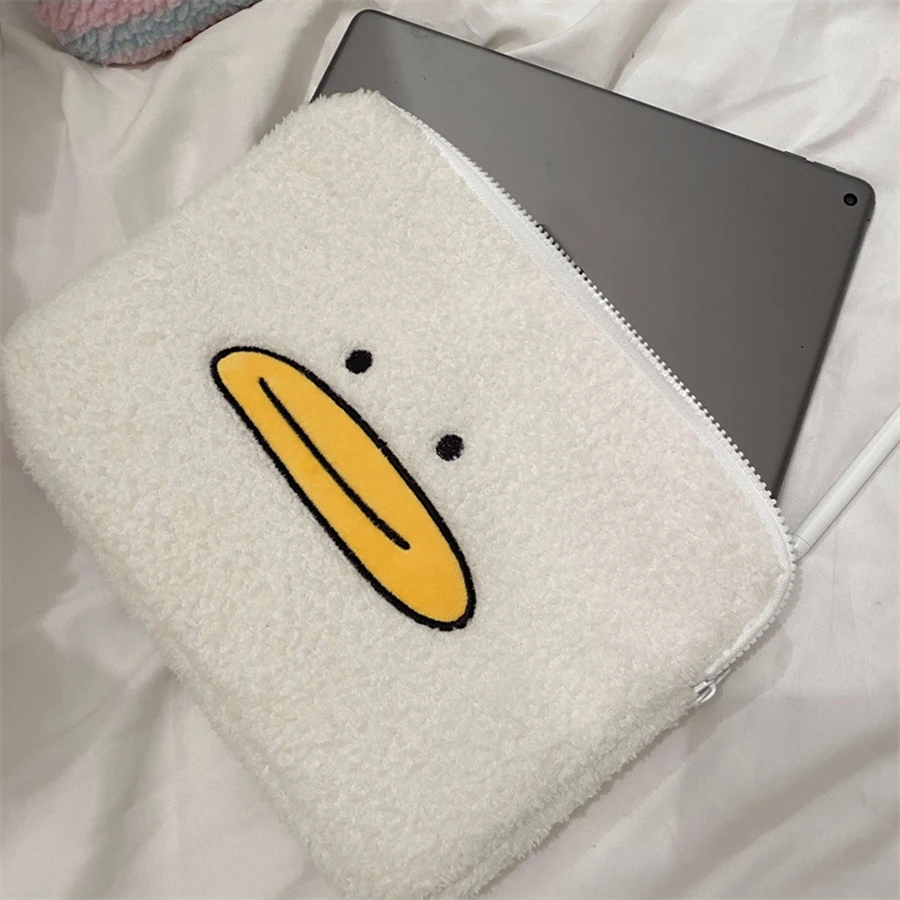 Plush Yellow-Billed Duck Embroidered Laptop Sleeve Bag 10-11/13-14/ 15-15.6inch Tablet Pc Bag Laptop Bag Essential for Back to School in Autumn