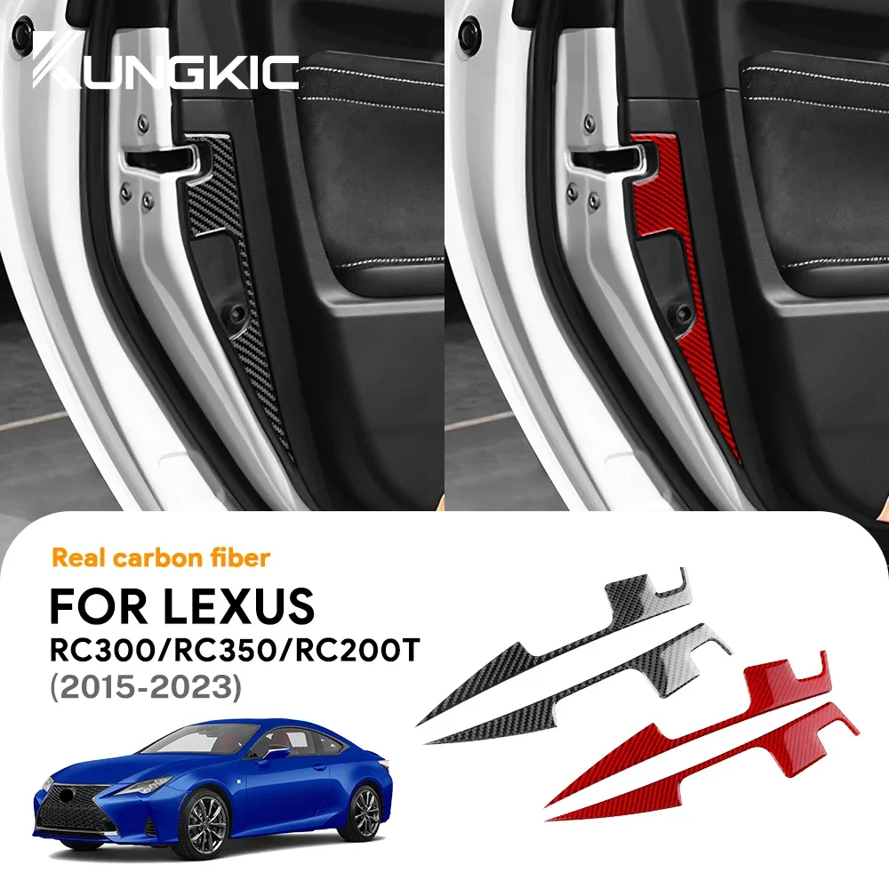 For Lexus RC300 RC350 RC200T 2015-2023 Carbon Fiber Car Door Lock Cover Sticker Soft Decorative Trim Accessories