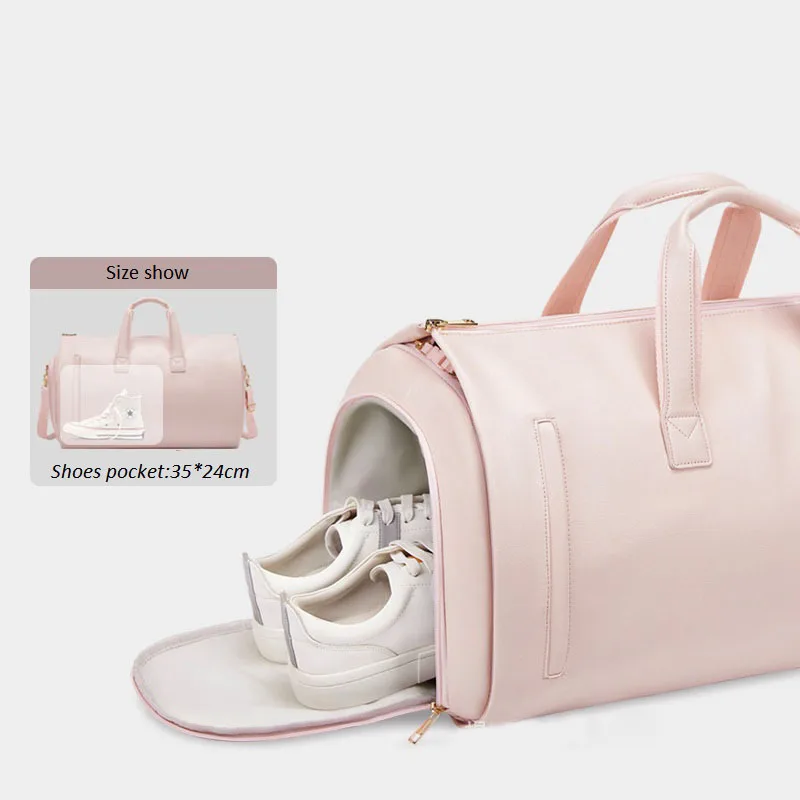 Luggage Garment Bags for Travel Convertible Suit Travel Bag for Women Leather Duffle Bag with Shoes Compartment Torba Podróżna
