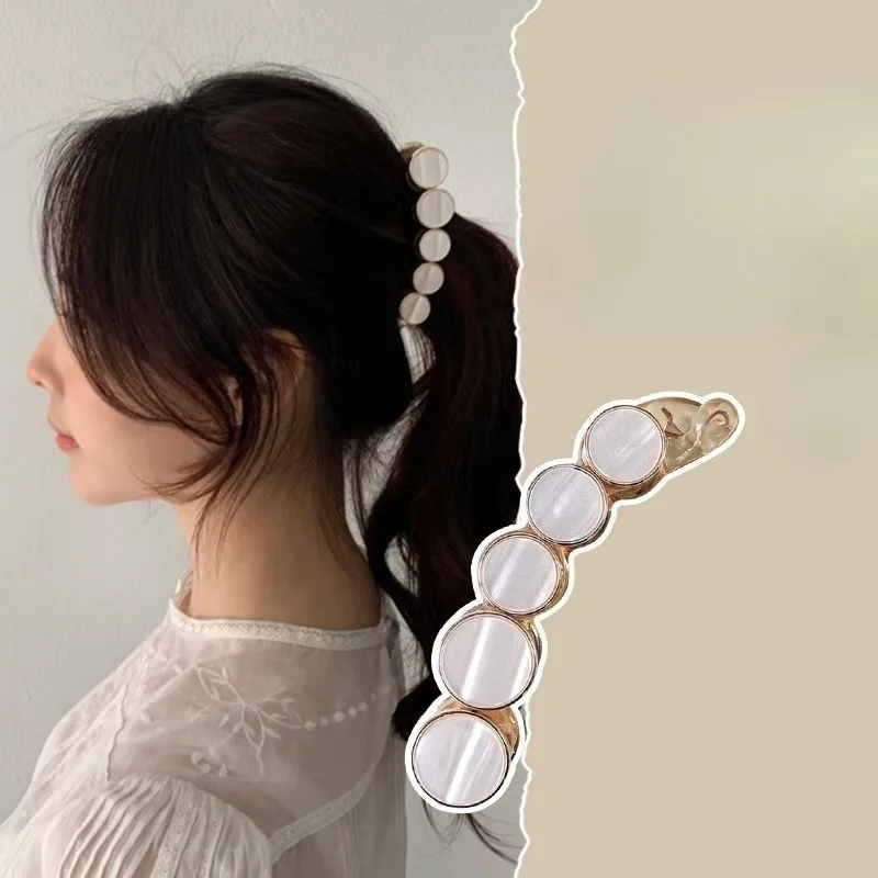 

Сплошной цвет, зажим-банан с уксусной кислотой, модный держатель для хвоста, корейские модные заколки для женщин и девочек, аксессуары для укладки волос