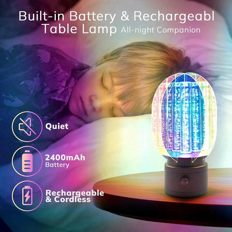 TKOH-Proyector de luces, luz nocturna inalámbrica con botón giratorio para ajustar el brillo, adecuado para decoración de dormitorio/escritorio