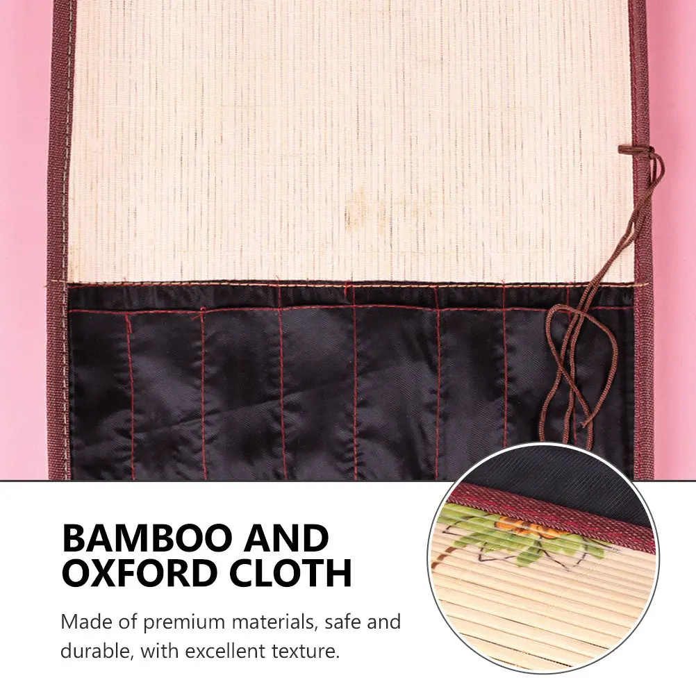 Stylish Bamboo Brush Pen Roll Bag Protective Art Supplies Pouch for Calligraphy Brushes Drawing Pencils Pen Storage Bag