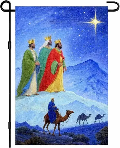 Christmas Garden Flag Nativity Three Wise Men with Star Religious, 12x18 Inch RRI