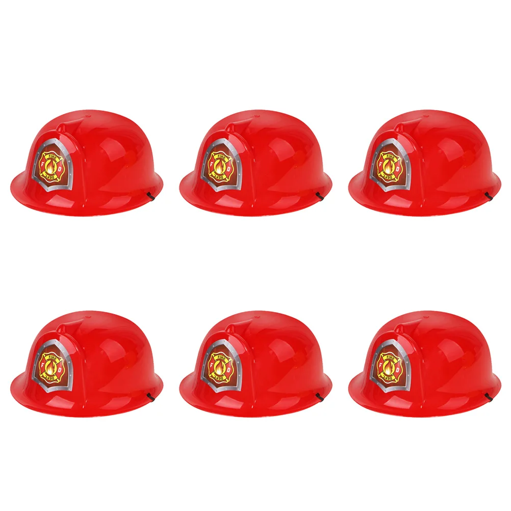 

6pcs Fire Hat Toy Bright Red Educational Role Play Pretend Construction Safety Creative Thinking Fun