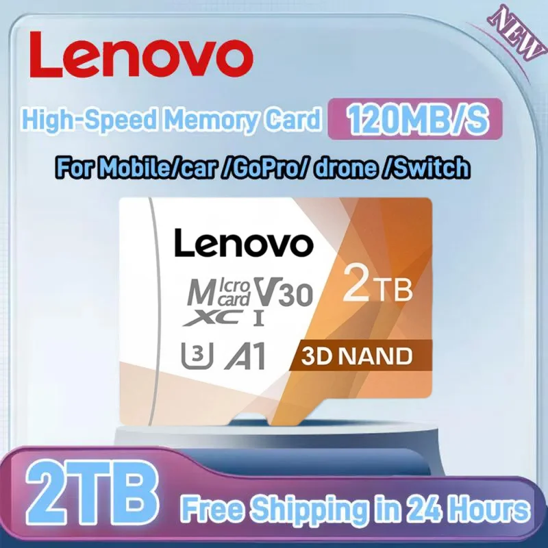 

Lenovo 2TB High Speed Micro TF SD Card 512GB Memory Card A2 V30 SD Memory Cards 1TB Mass Capacity Cards for Smartphone/PC/Laptop