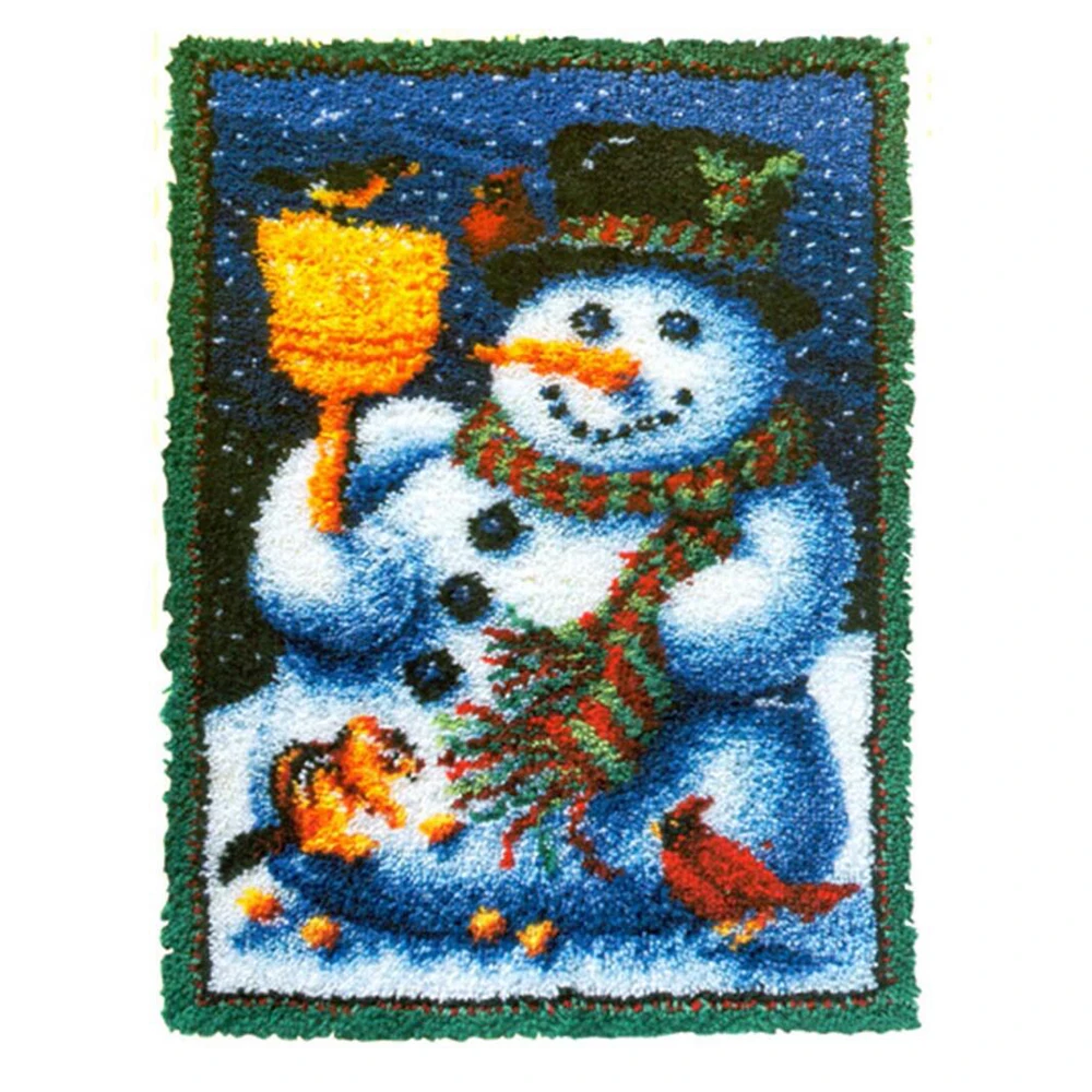 

Large size Latch hook rug kits with Preprinted Canvas Pattern Snowman DIY Rug Crafts Arts Carpet for Home Decoration 69X102cm