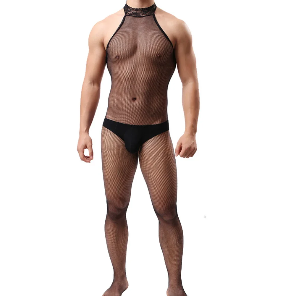 

Leotard Bodyhose Sexy Men Fishnet Transparent Underwear Body Spandex Stockings Bodysuit Full Lingerie Mens Mesh