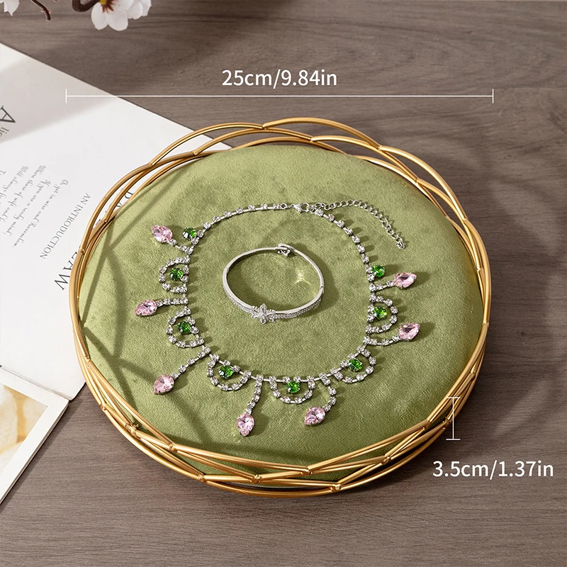 

Подставка-органайзер для ювелирных изделий из бархата с золотым металлическим основанием: для колец, серег, ожерелий, демонстрационный стенд для прилавка и витрины