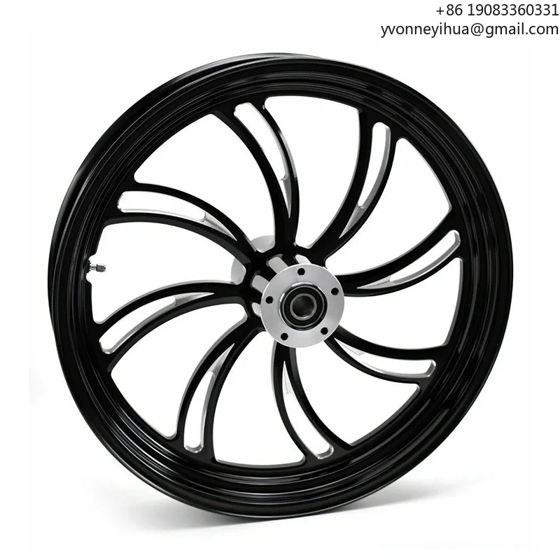 

21-дюймовый передний обод мотоцикла 21x3,5 21x2,15, изготовленные на заказ кованые черные хромированные мотоциклетные колеса из алюминиевого сплава для Harley