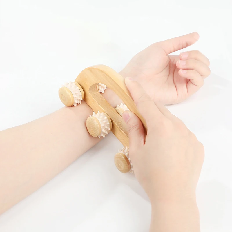 

Wood Manual Roller Massage Tool Portable Leg Back Arm Home Body Handheld Massager Stick Muscle Relaxation