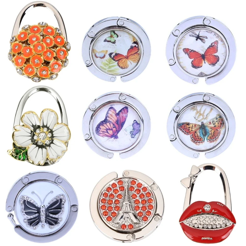 1pcs Stand for Bag Holder Foldable Metal Butterfly Purse Bag Hanger Handbag Table Hook Holder Purse Hanger Holder