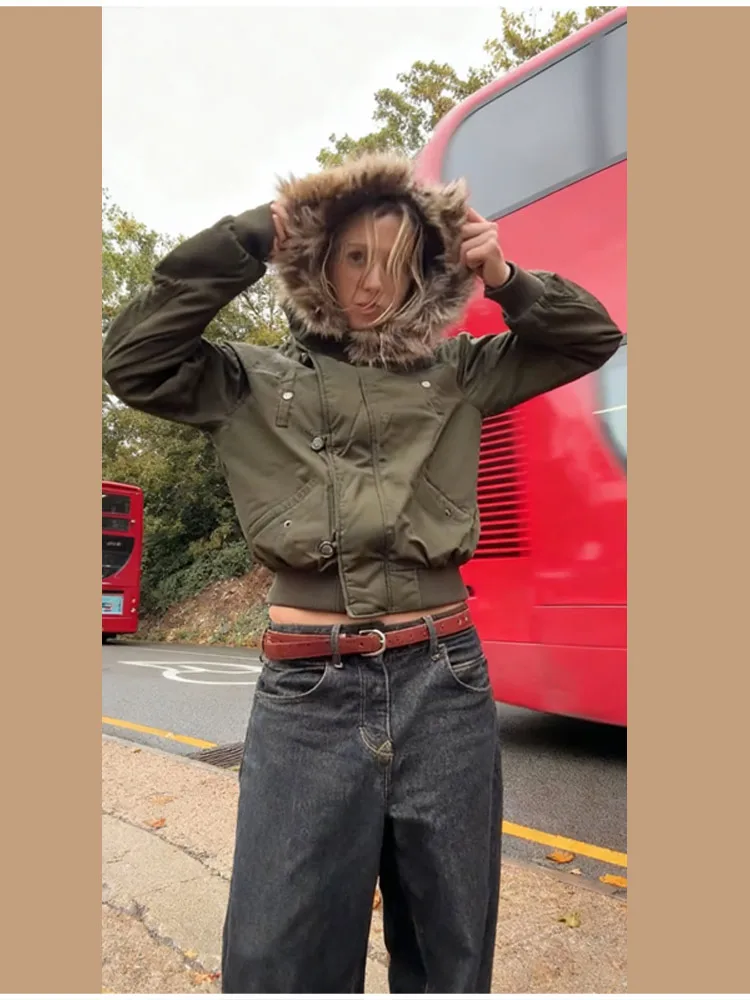 

Женская осенняя куртка с капюшоном и меховым воротником, облегающая теплая куртка с капюшоном, верхняя одежда с длинными рукавами и карманами, новинка 2023 года, женская уличная одежда