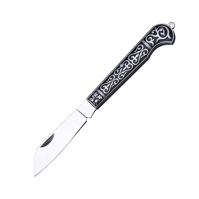 Wholesale Fruit Paring Knife Stainless Steel Folding Blade Copper Head Resin Hand 3D Pattern Utility Pocket EDC Tool