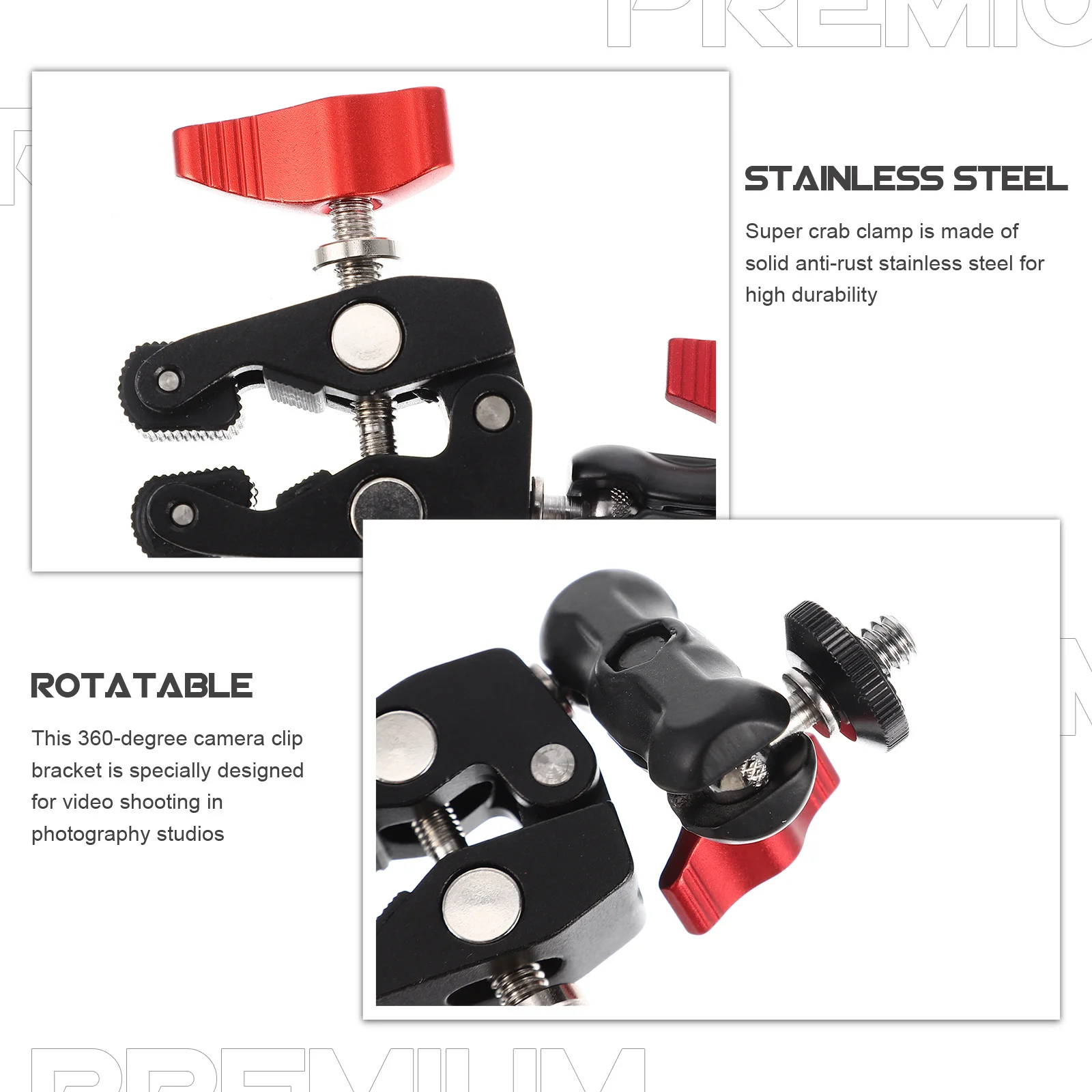 

1Set Photography Equipment Base Anti-Rust Rotatable Camera Clamp Professional Wear-Resistant Super Clamp Stable Holder