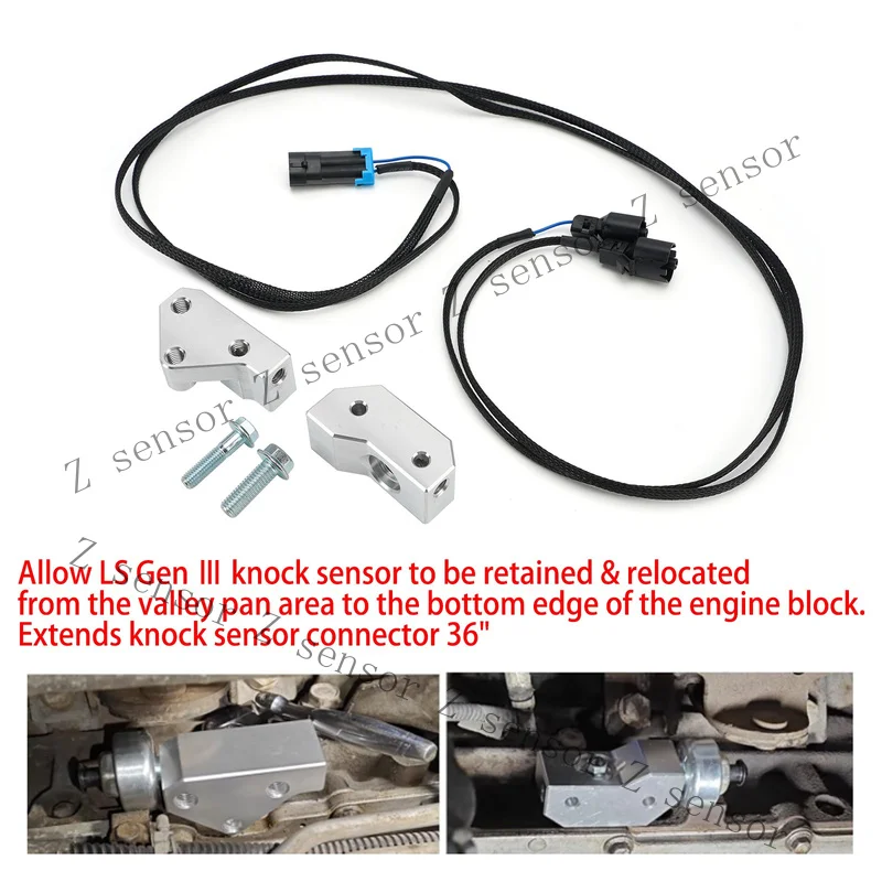 AAA+ Knock Sensor Relocation Brackets with Harness for LS 97-07 V8 Engines F8
