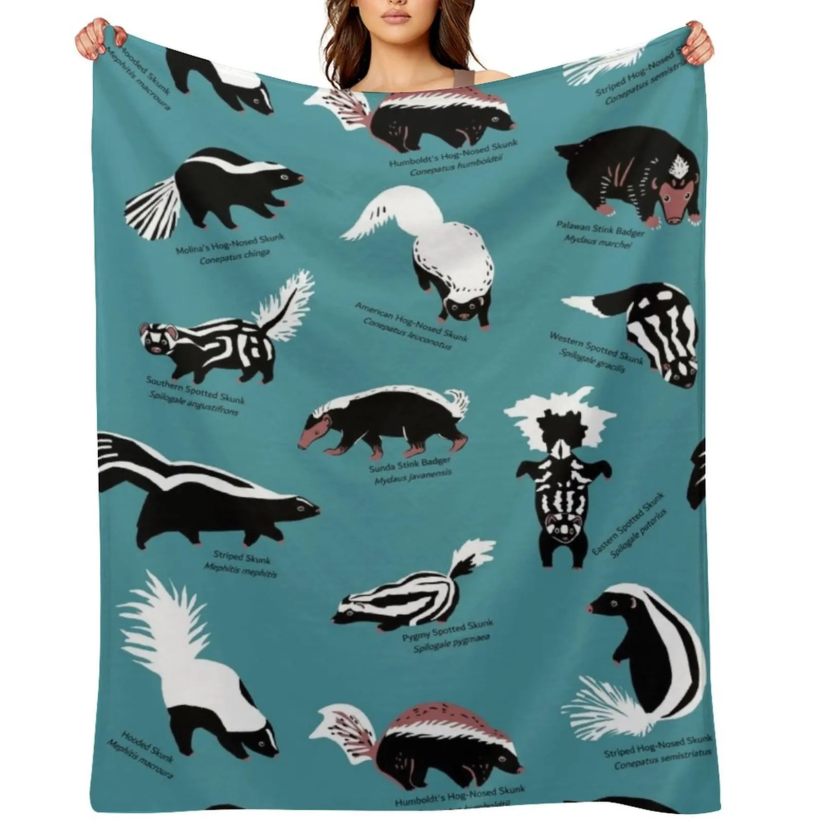 

Skunks of the World: Species of Family Mephitidae Throw Blanket Luxury Brand anime Bed Fashionable Decorative Throw Blankets