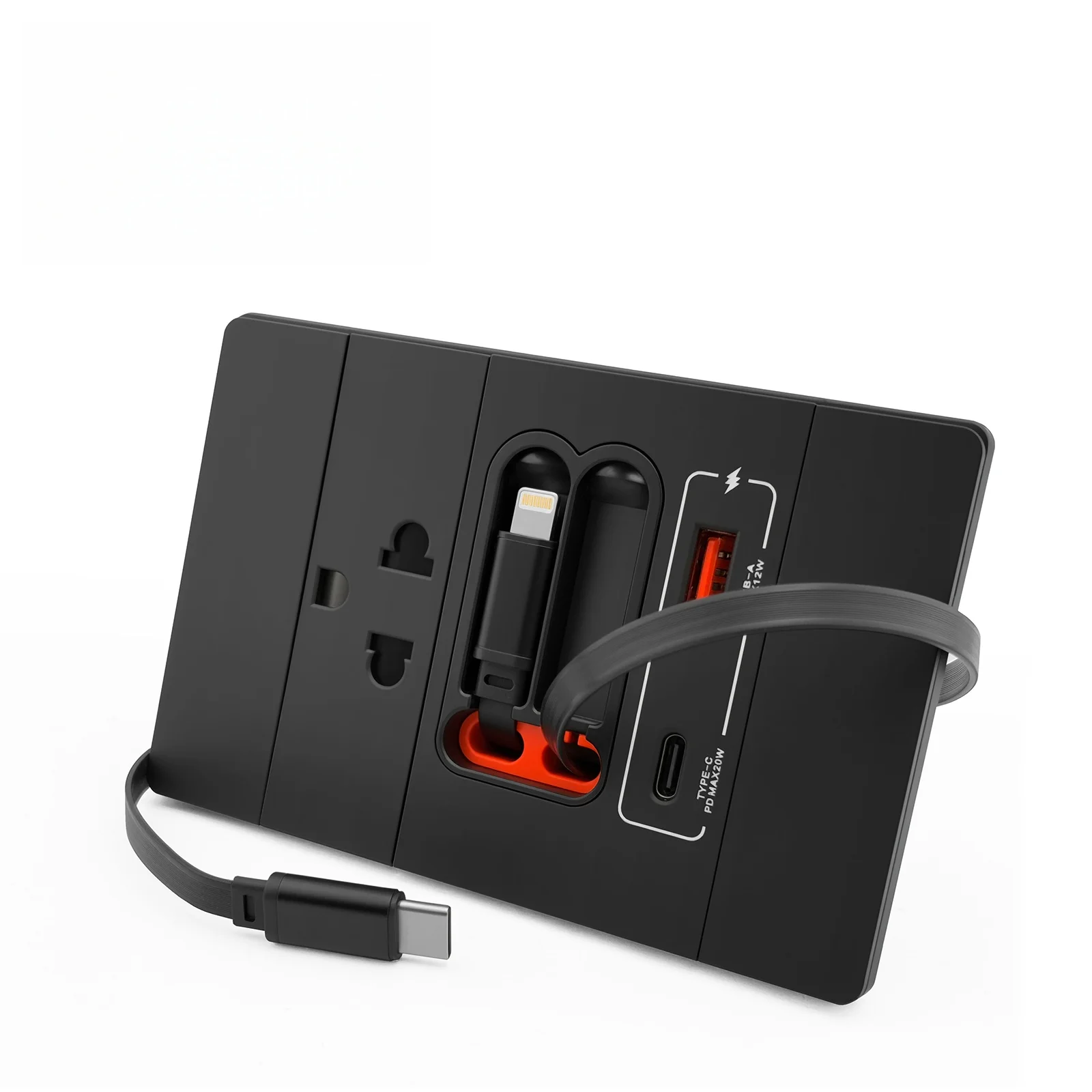 US Thai 20W USB Type-C Fast Charging Socket USB C Port 120*79mm Universal Smart Wall Adapter With Dual Expandable Charging Cable
