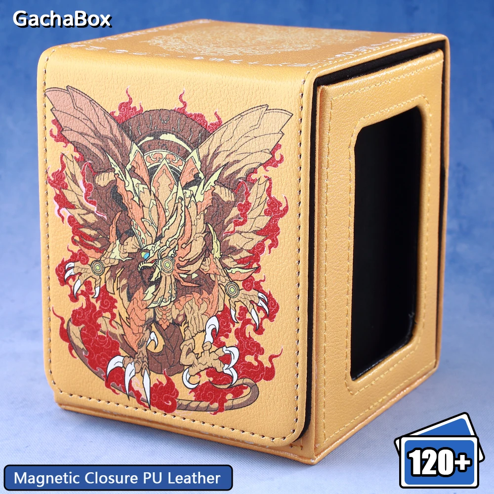 

120+Cards The ​Winged Dragon of Ra TCG Deck Box Case,PU Leather Display Window for PTCG YGO TCGMTG Gaming​ Storage Magnetic Box