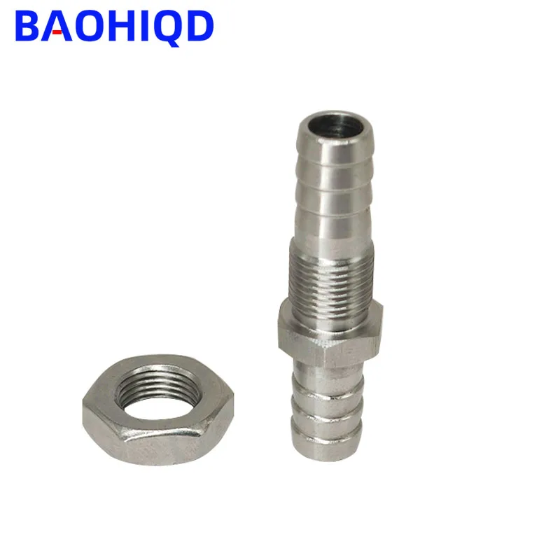 3mm 4mm 6mm 8mm 10mm 12mm 14mm 16mm 19mm Hose Barb Bulkhead 304 Stainless Steel Barbed Pipe Fitting Coupler Connector Adapter