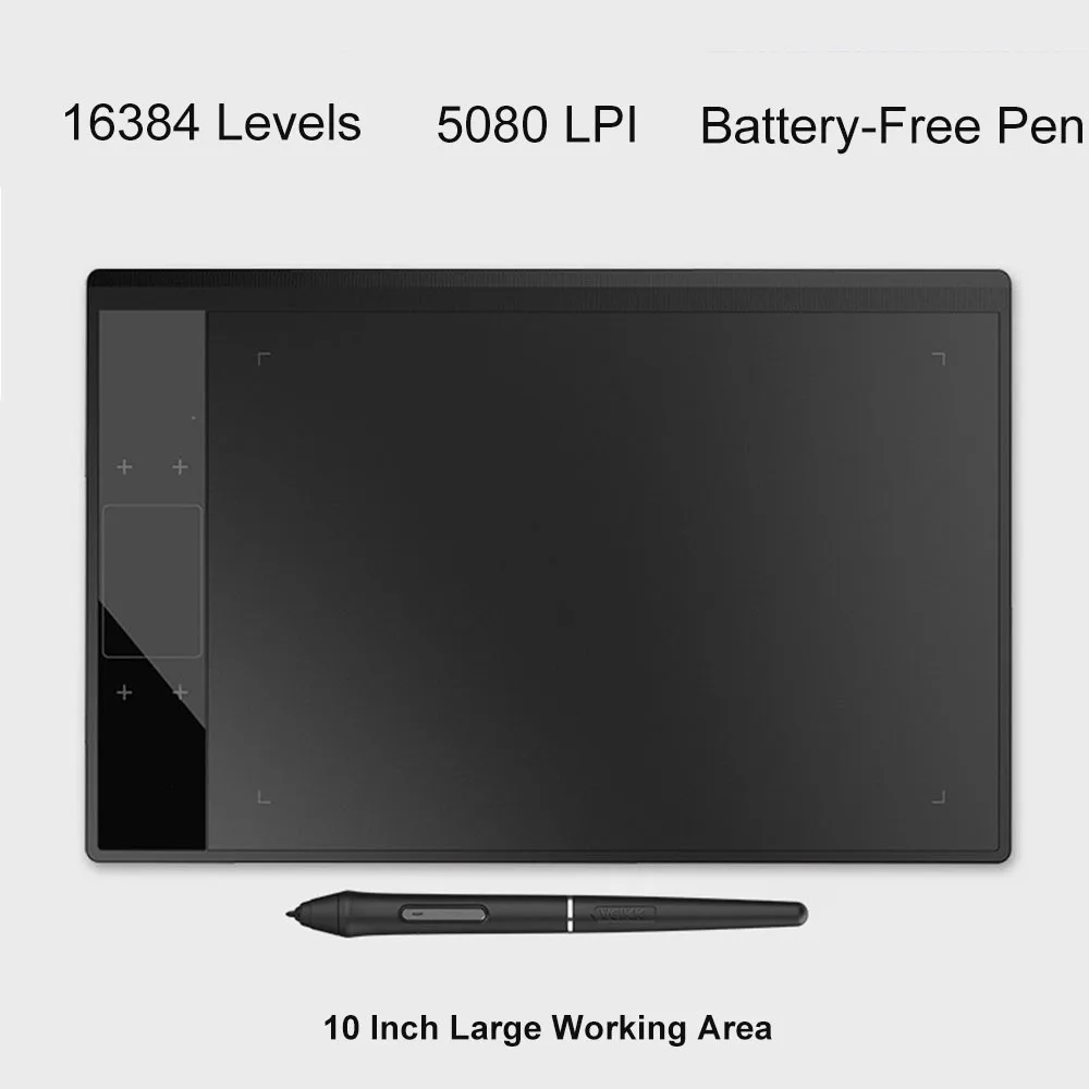 A30 Drawing Tablet 16384 Levels Battery-Free Passive Pen 10x6 Inch Smart Gesture Touch Type-C Digital Art Pad for Windows Mac