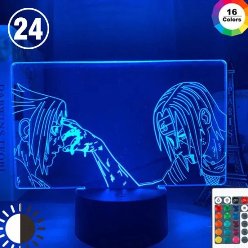 Naruto Kakashi Personagens Anime 3D Luzes Noturnas LED, Modelo Variável, Logotipo de Ação, Lâmpada de Iluminação, Decoração do Partido, 7 Cores, 16 Cores