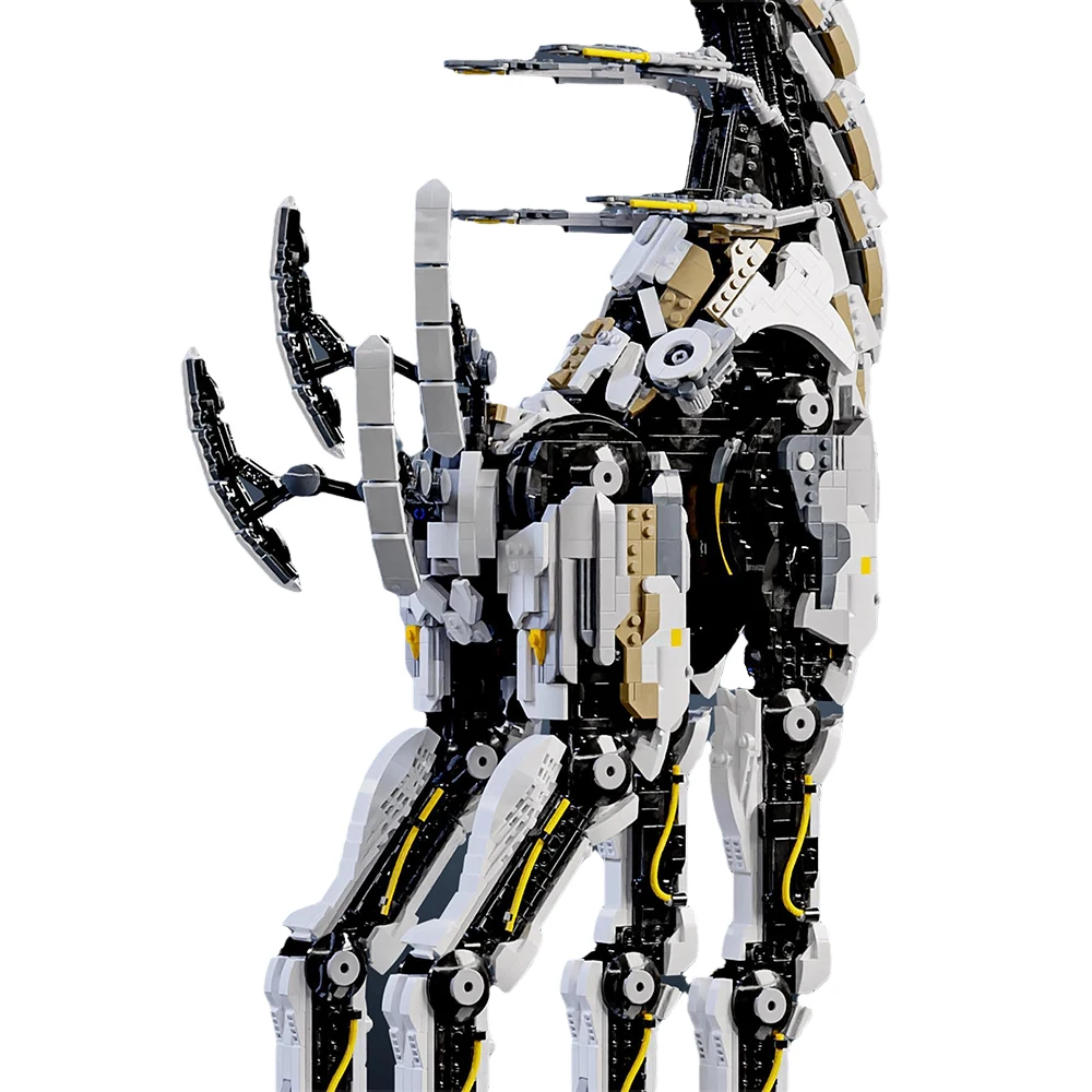 BuildMoc Horizon Dawn Thunder Zero Giant Long Necked Mecha Beast Tooth Building Blocks Set Mechanical Giraffe Monster Bricks Toy