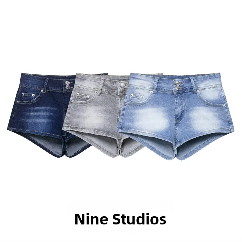 

Sexy Spicy Low Waist NINE ZA Women's orts American Sle Hot Pants Casual High Waist Zipper Straight Leg Slim Fit Jeans