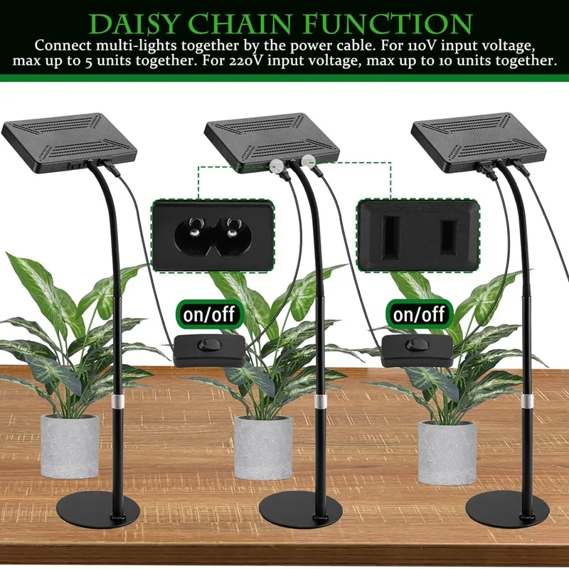 Luz de mesa piezas para cultivo de plantas de interior, lámpara de espectro completo, altura ajustable, 200W, 1 UV-IR