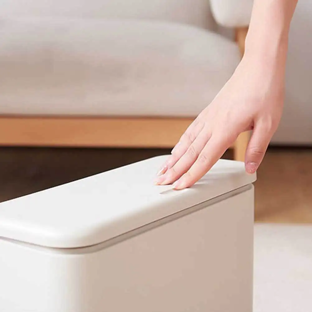 

1Pcs Press Trash Can Oval Narrow Space Saving Design Eco Friendly Waste Container Household Office Kitchen