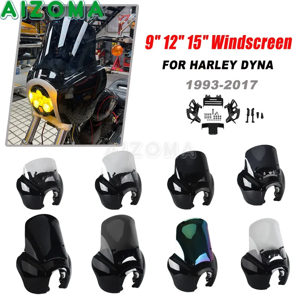 Front Fairing Motorcycle Headlight Cover Windscreen Cowling For Harley Dyna Wide Glide FXDWG FXDWGI 2006-17 For Baja Design LP6 view 3