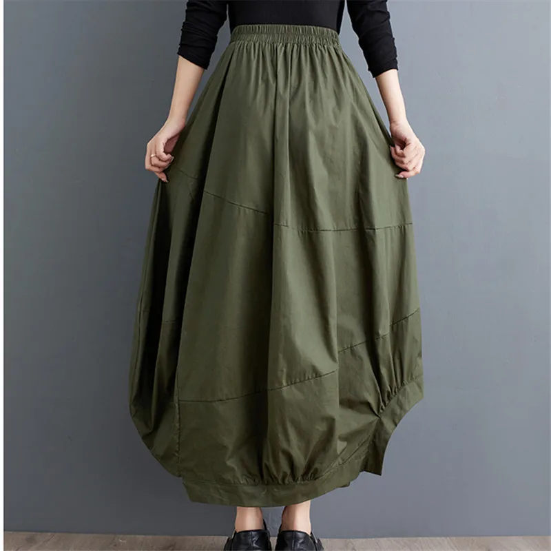 Oversized Vintage Elastic High Waist Spring Autumn Casual Loose Long for Woman Irregularity Skirts Womens 2024 Skirt Clothing