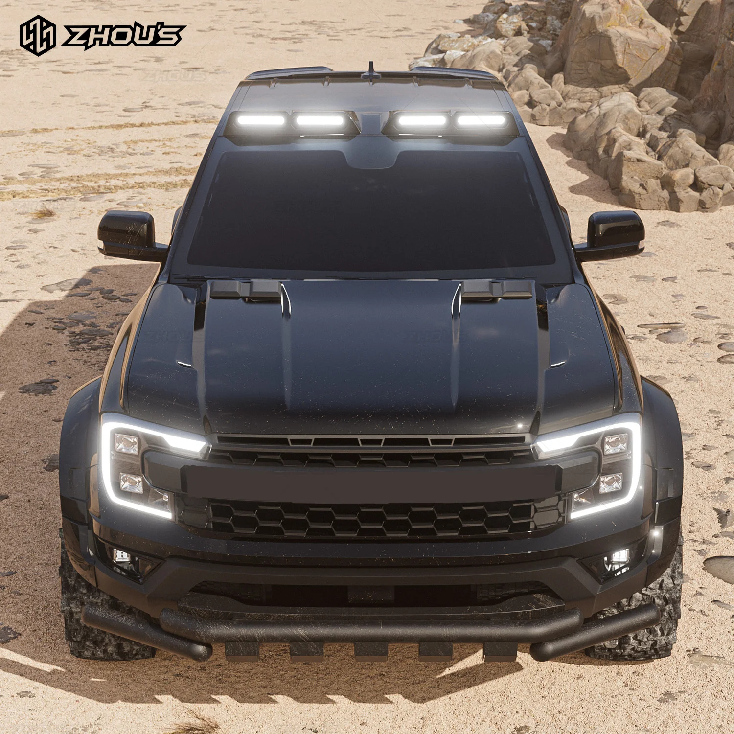 New Off-Road Front Bumper Bull Bar Wheel Arch 4X4 Wide Fender Flares for Ford Ranger Raptor 2025 Accessories view 5