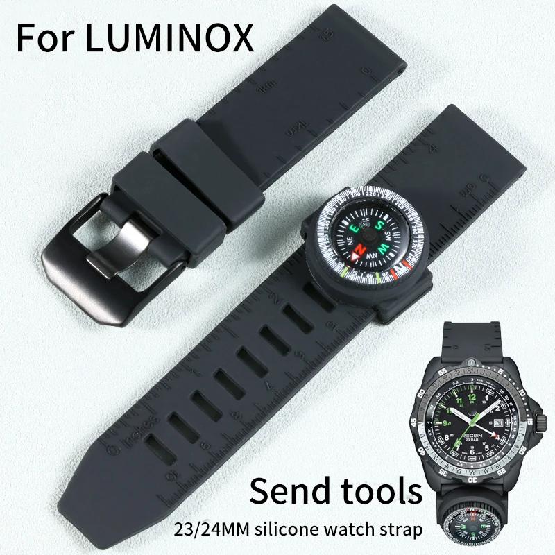 Correa de reloj de silicona de 23 y 24MM para hombre, correa de reloj de goma con brújula para deportes al aire libre, original, LUMINOX 8831 8830 3781 3051 3081