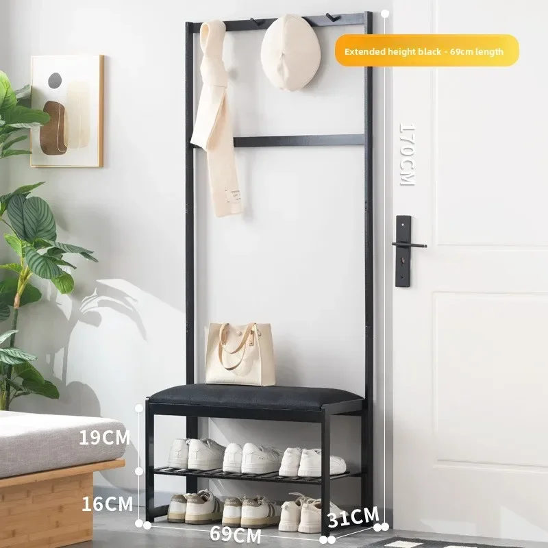shoe rack, shoe change stool, shoe cabinet with hanger integrated floor-to-ceiling bedroom, simple coat rack at the entrance