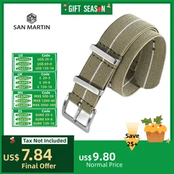 San Martin Nylon Watchband 22mm Elastic Strap 20mm Premium Watch Bands For Wristband Men Women Sweat With Pin Buckle BD0001