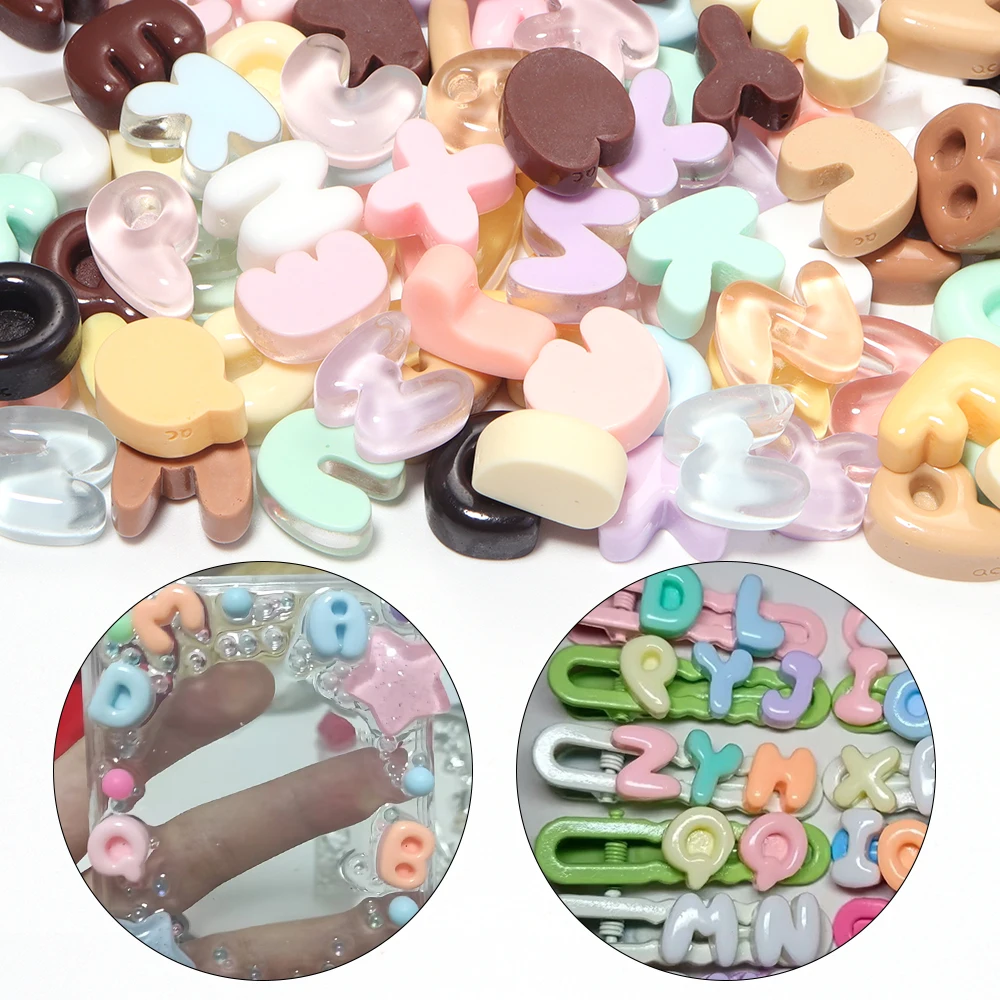 20pcs/lot No Hole Flatback Letter Resin Beads Small Alphabet Charms for DIY Hair Clip Phone Case Cream Glue DIY Decoration