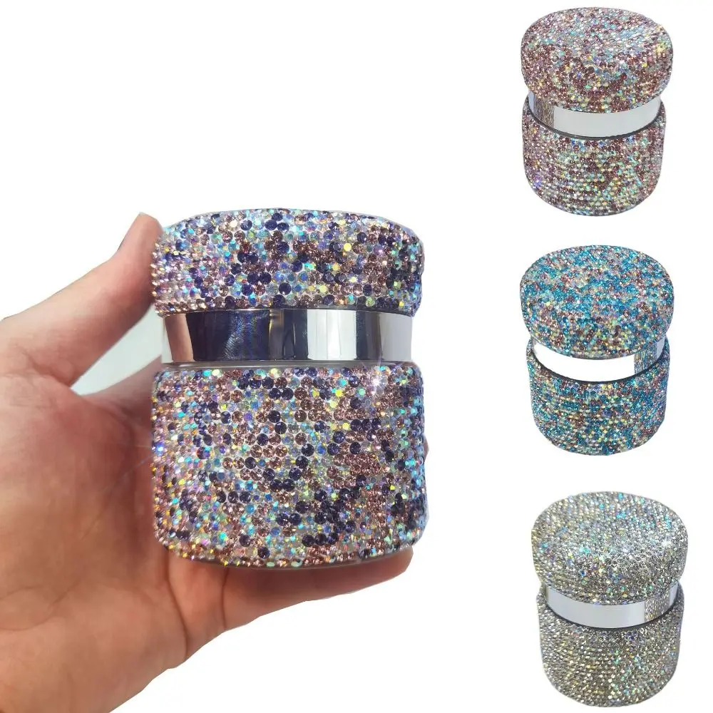 Rhinestone Airless Cream Bottle Dispenser Refillable Push Down Pump Cosmetic Container Leak Proof Space Saving Empty Glass Jar