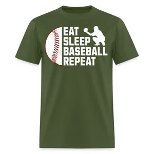 Ultimate Baseball Fan Shirt - Eat Sleep  Repeat T-shirt Size   T-shirts for High Quality 100%Cotton Short Sleeve