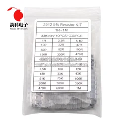2512 1W SMD Resistor Assorted Kit 1ohm-1M ohm 5% 33valuesX 10pcs=330pcs DIY