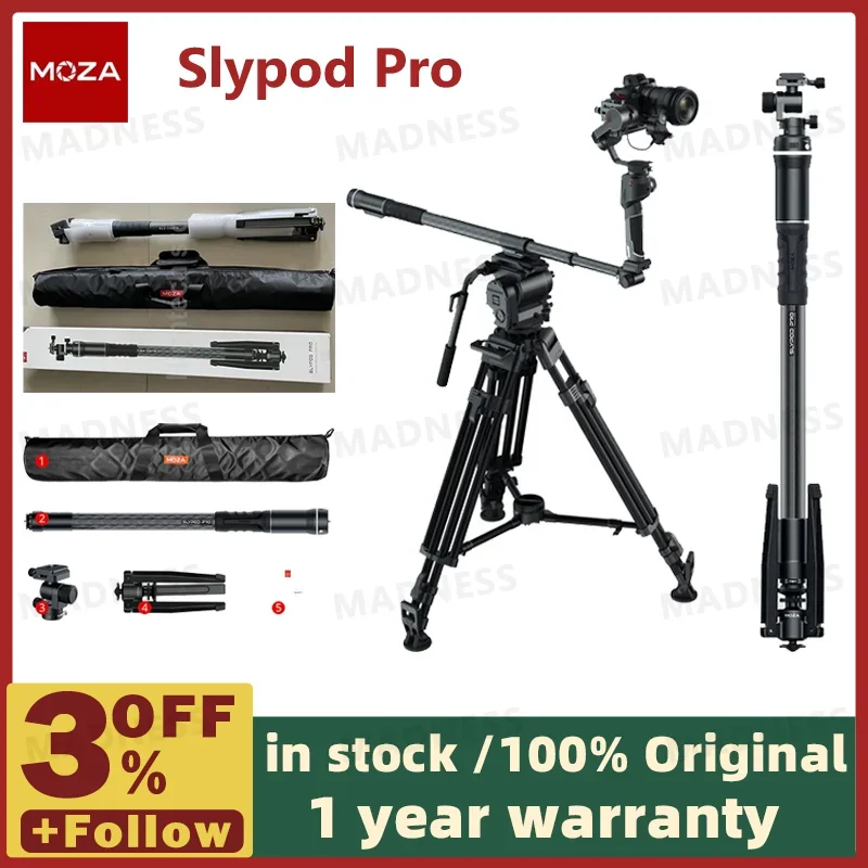 MOZA Slypod Pro 3-in-1 Electric Motorized Slider Monopod, Motion Control 13lbs Vertical Payload for DSLR/SLR with Tripod