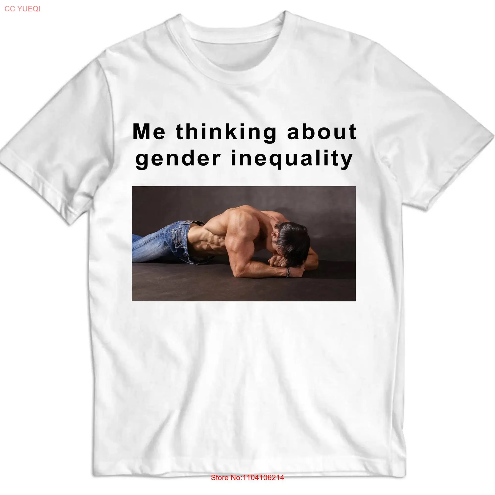 Me Thinking About Gender Inequality T Shirt Funny Meme ironic joke tee long or short sleeves