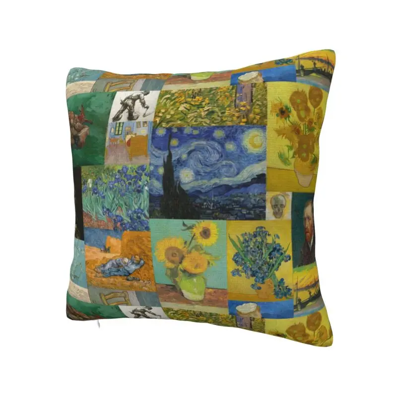 Van Gogh Collage Cushion Cover 45x45cm Art Painting Soft Modern Pillow Cases for Sofa Home Decor