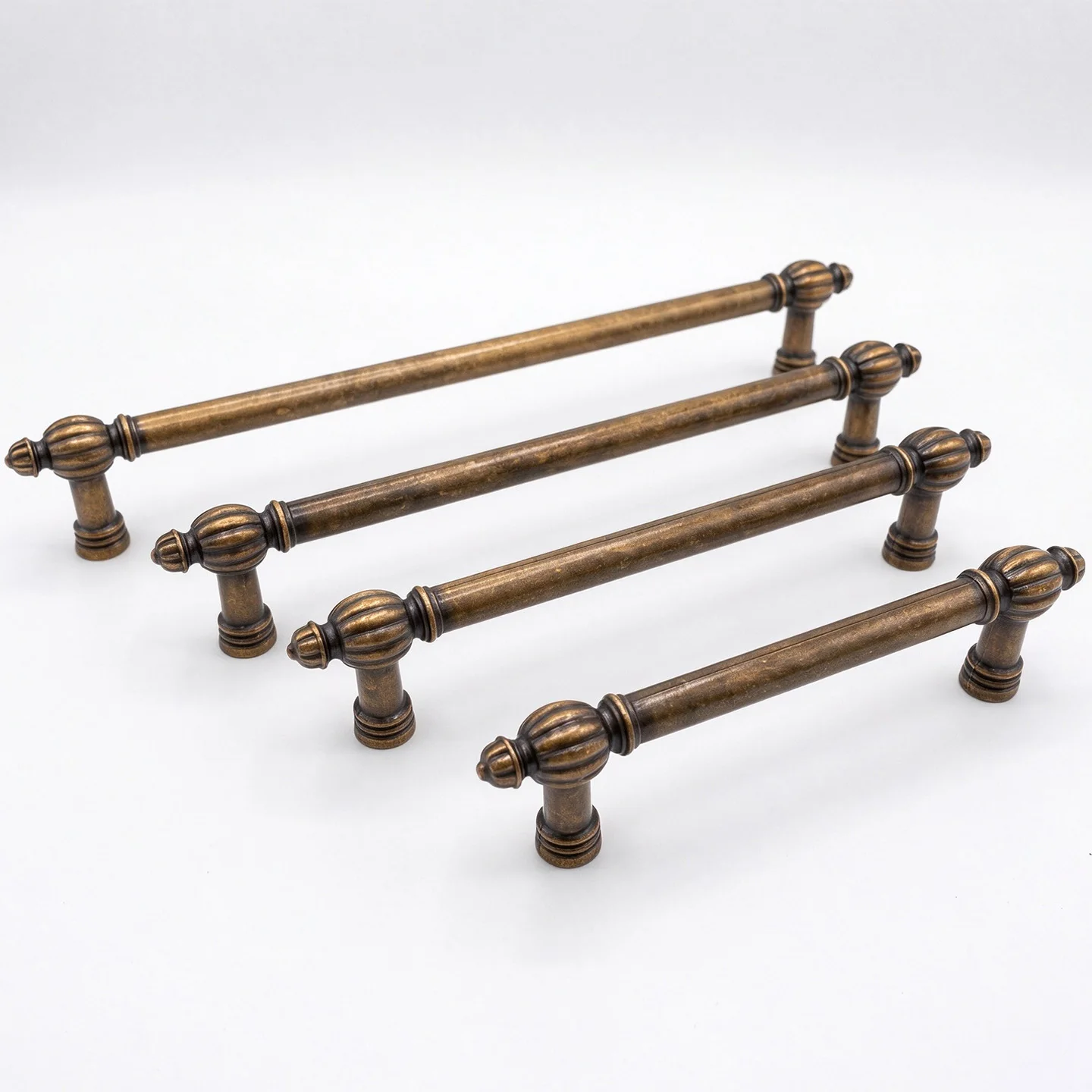 Vintage Pumpkin Shape Cabinet Handle Antique Brass Finish, Decorative Aluminum Drawer Pull, 96/128/160/192mm Hole Distance