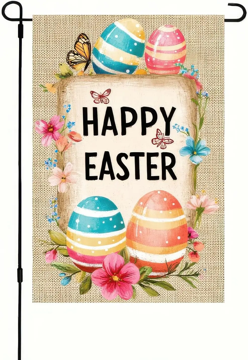 Easter Garden Flag 12x18 Vertical Double Sided Seasonal Easter Egg Garden Flag Sign Happy Easter Outdoor Outside Home Decora SSL