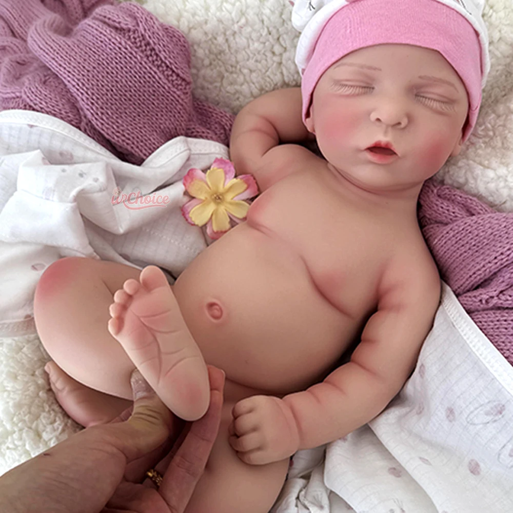 

Open Mouth 45cm Solid Silicone Bebe Reborn Girl Doll Soft Touch Feeling Handmade 3D Painted Newborn Doll Perfect As Gifts
