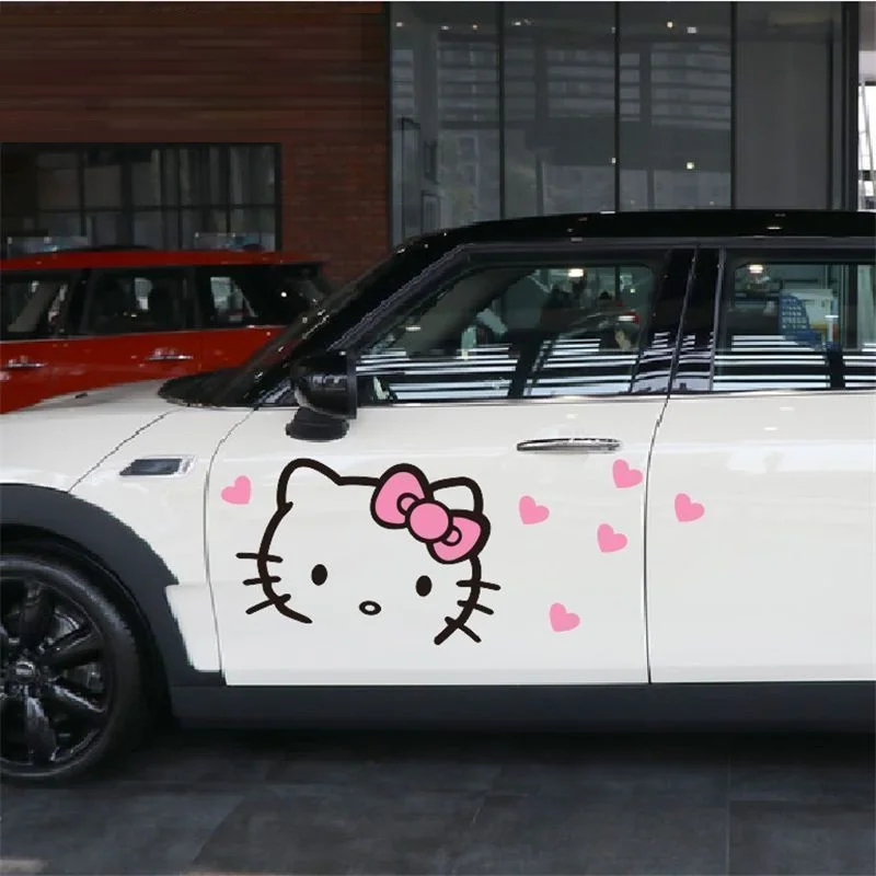 Sanrio Hello Kitty Kawaii Anime Car Decoration Universal Sticker Car Stickers Water Proof Car Door Car Styling Cover Cute 2024